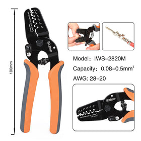 IWISS iCrimp mini tool with ergonomic grips in use for comfortable operation.