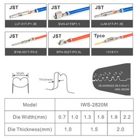 IWISS iCrimp tool used in wiring a battery setup for AWG 28-20 wires.