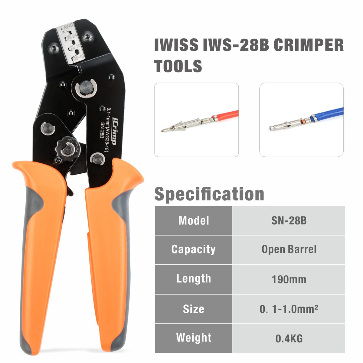 IWISS iCrimp SN-28B angled head facilitates precise crimps