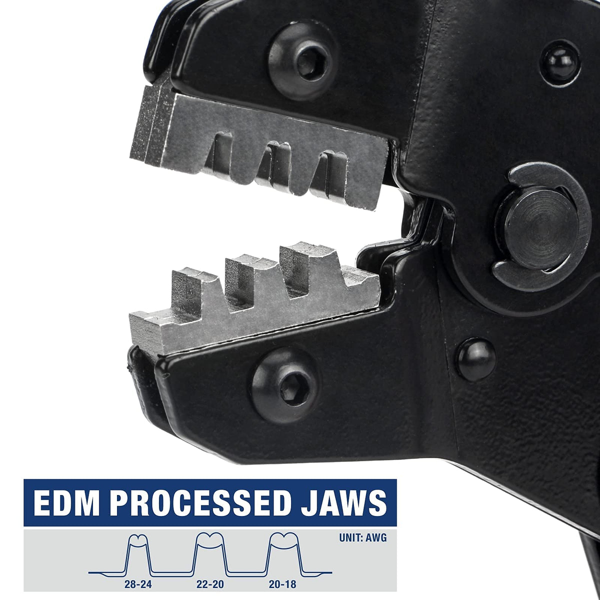 IWISS iCrimp SN-28B handles AWG 18–28 for versatile terminations