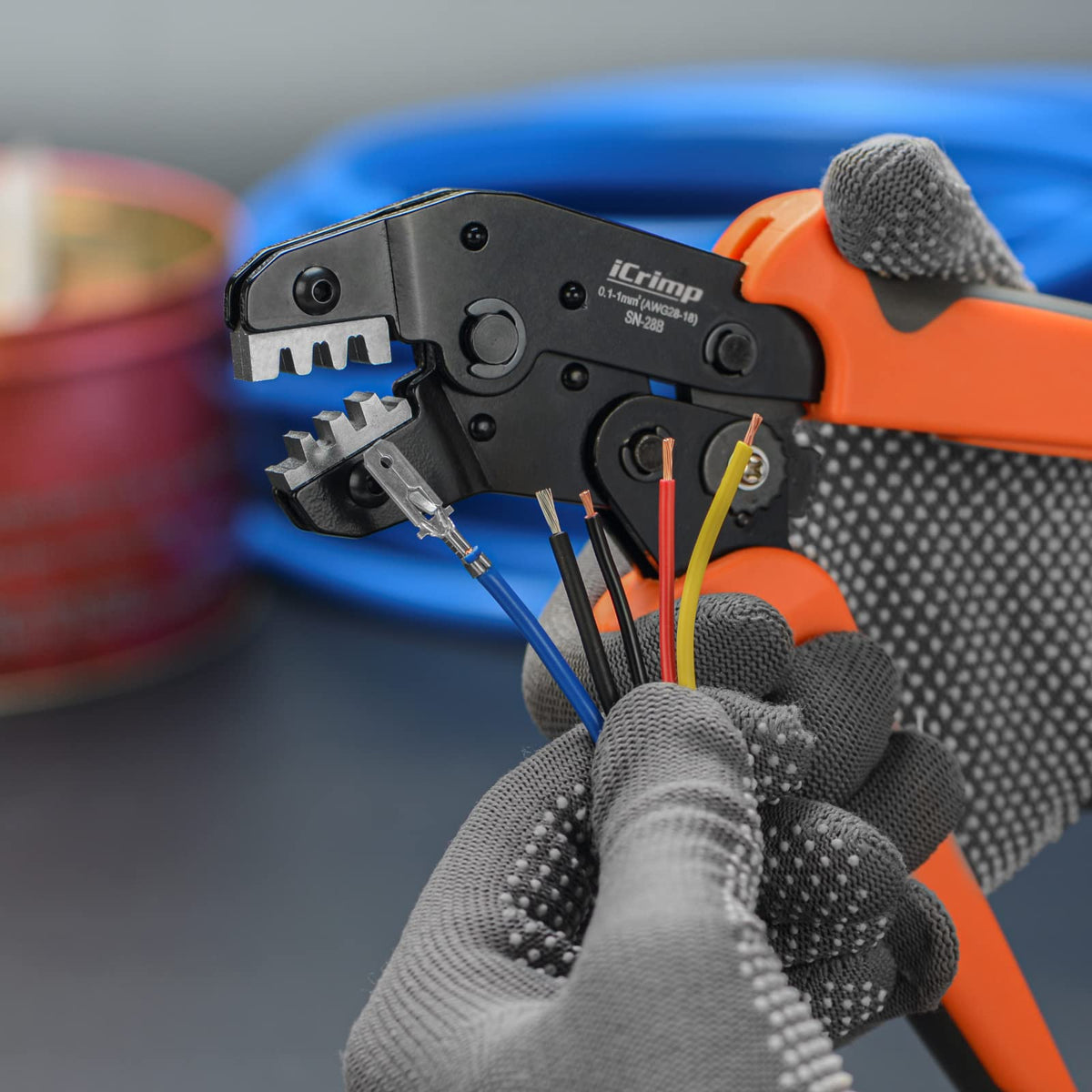 IWISS iCrimp SN-28B compact ratchet tool with self-release
