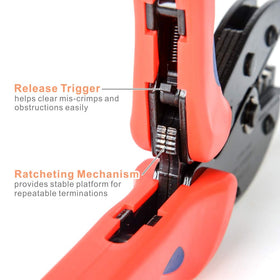 IWISS iCrimp crimp dies inside tool for precise, repeatable crimps.