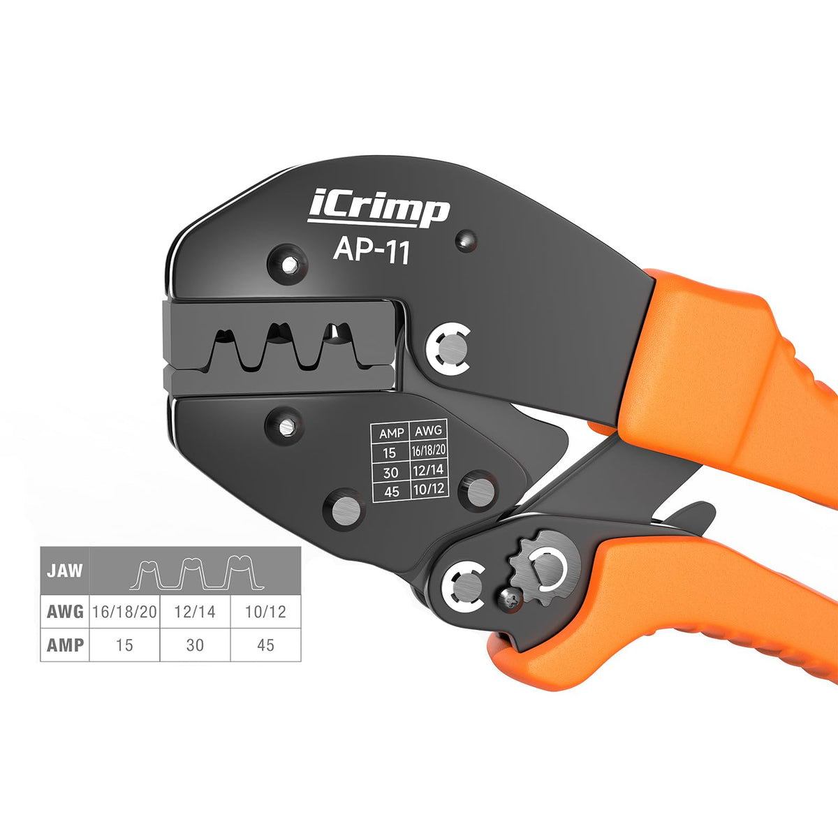 IWISS iCrimp three-jaw assembly demonstrated for versatile wire gauges.