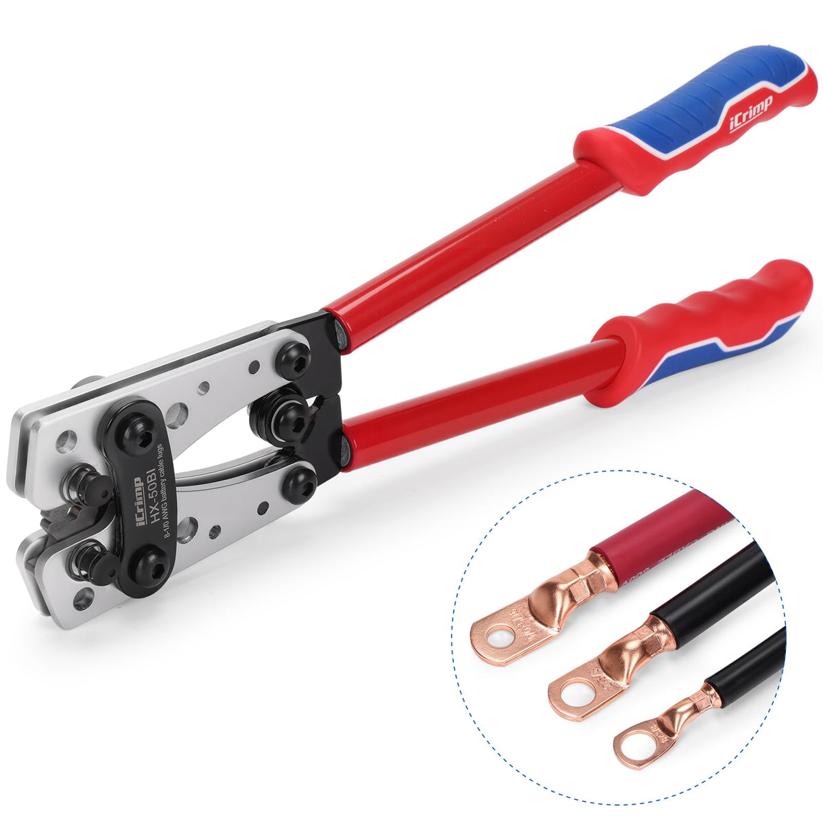 IWISS iCrimp awg-8-1-0-capacity supports a wide range of cables.