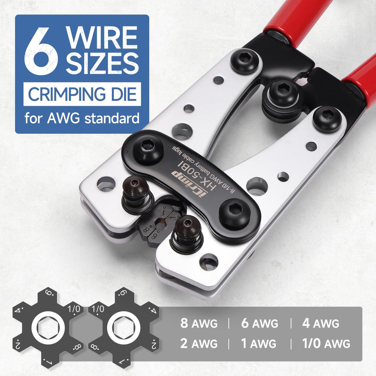 IWISS iCrimp embossing-awg-values shows AWG sizes for quick checks.