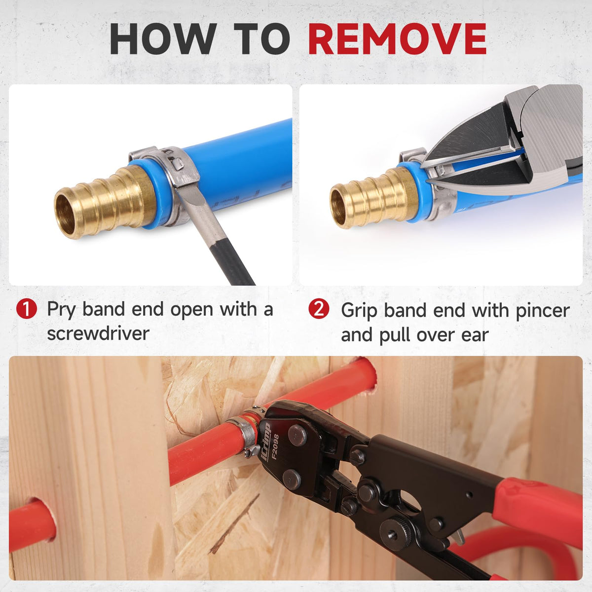 IWISS iCrimp cinch tool in use during PEX installation
