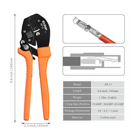 IWISS iCrimp tool side handle highlighting ergonomic grip during long sessions.
