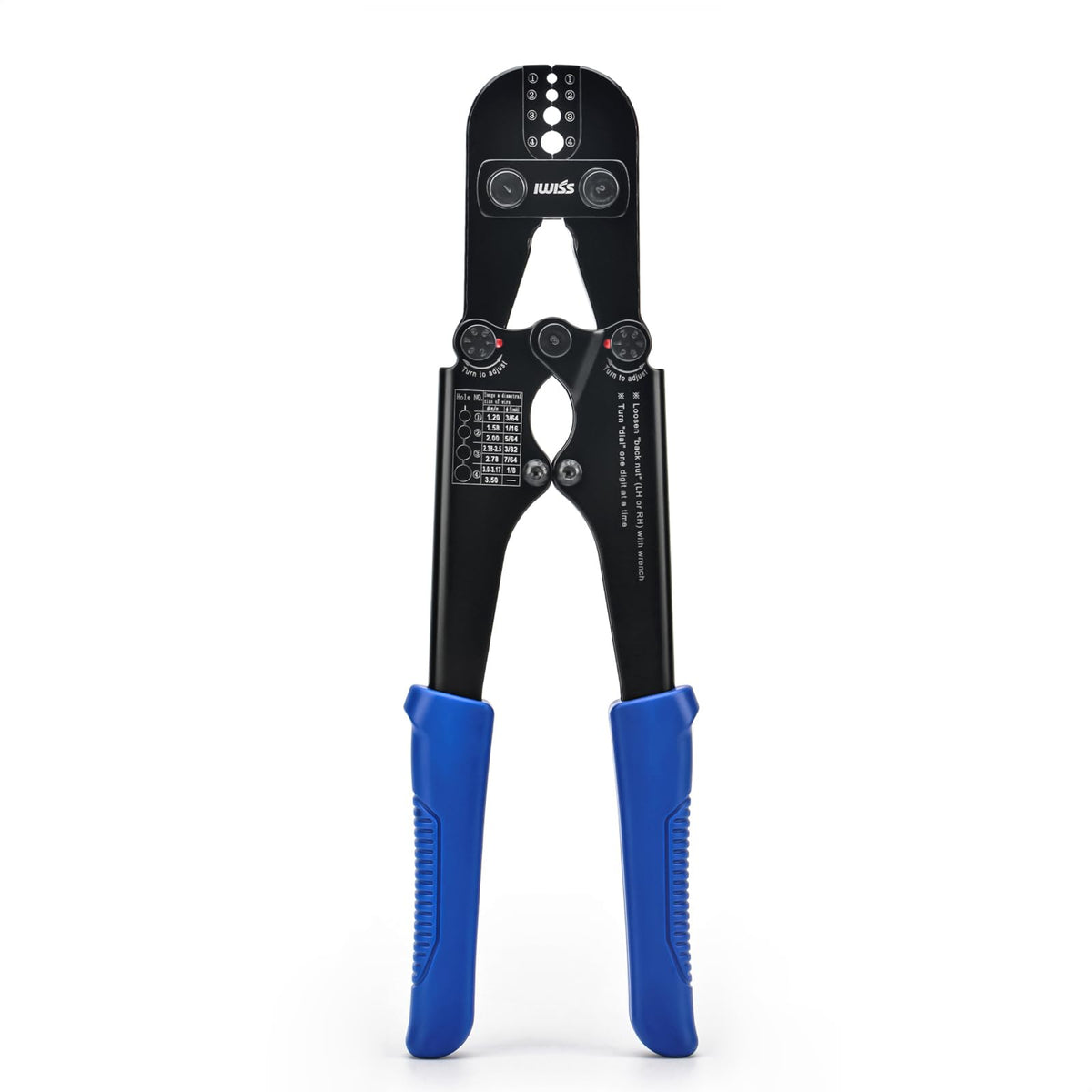 IWISS iCrimp tool ready for precise wire rope crimps on durable sleeves