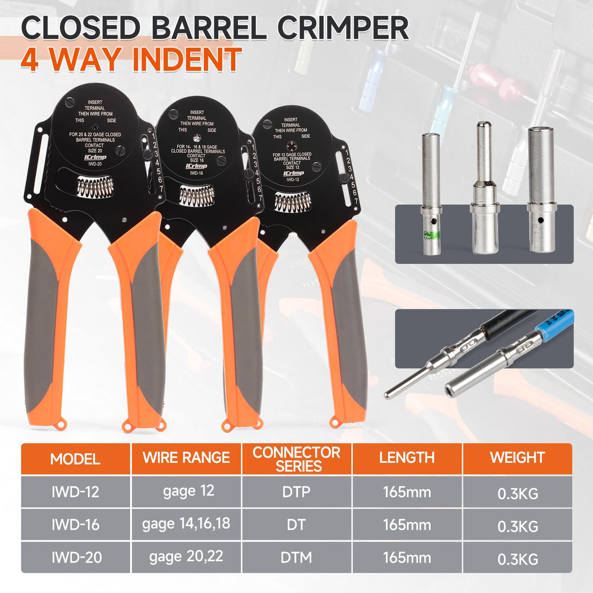 IWISS iCrimp Weather Pack crimpers set for reliable Metri-Pack and Weather Pack terminations.
