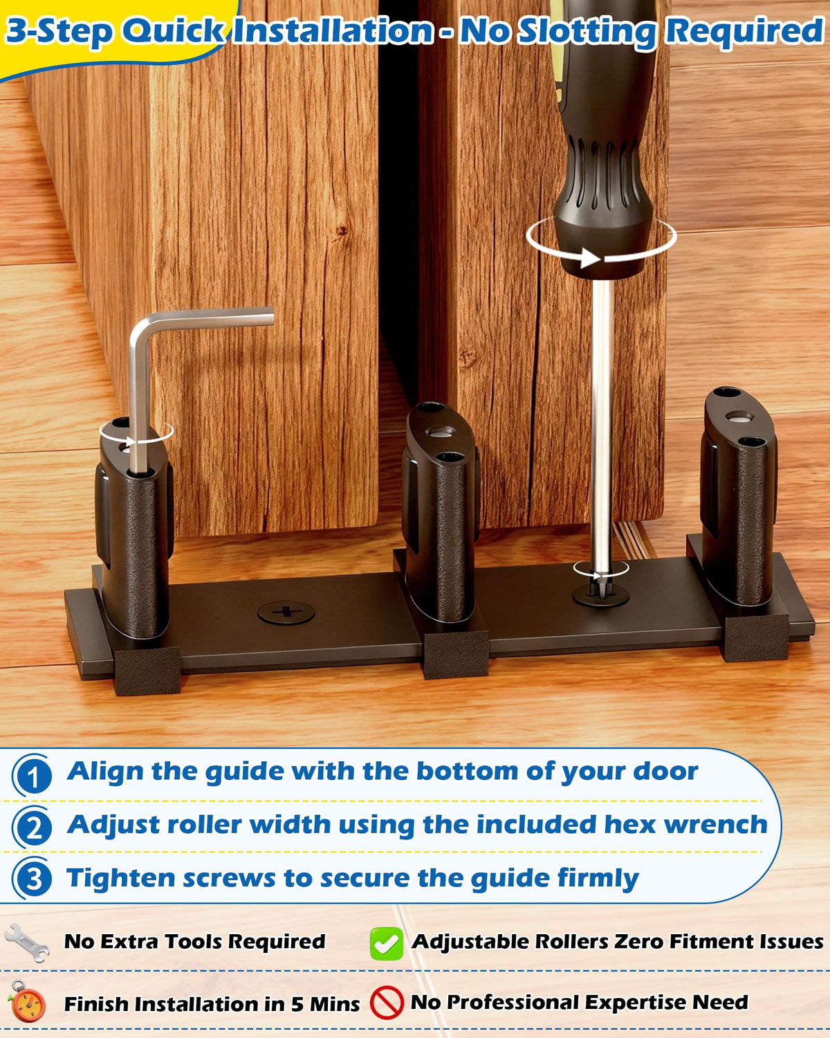 IWIWE floor guide with no-slot installation makes setup quick and clean.