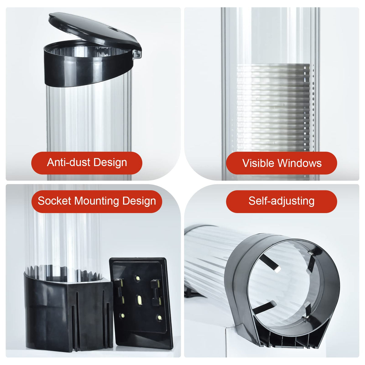 IWNTWY Cup Dispenser dual-install options—screw or adhesive—for versatile mounting.