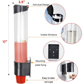IWNTWY Cup Dispenser transparent ABS material demonstrates durable, hygienic construction.