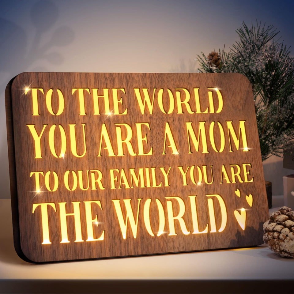 Iwtsily walnut night light with engraved words for mom bedside decor