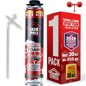ixirpro mega size spray foam can (30oz) ready for large-area insulation projects