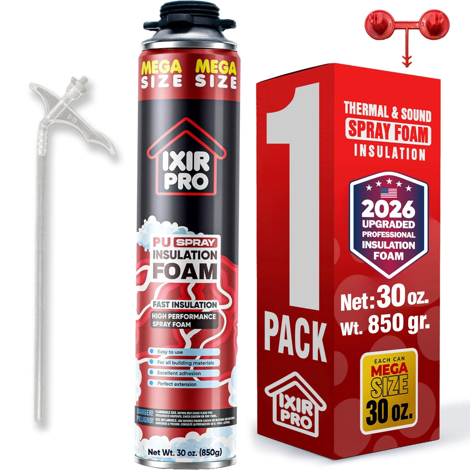 ixirpro mega size spray foam can (30oz) ready for large-area insulation projects