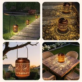 IYEZIGI outdoor path lighting with dragonfly glow at night.