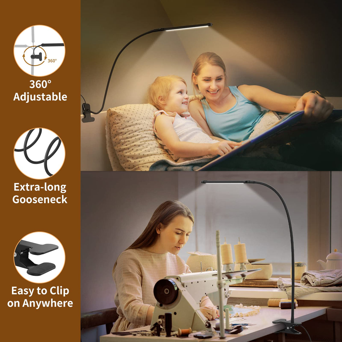 Izell desk lamp three color modes adapt warm neutral cool