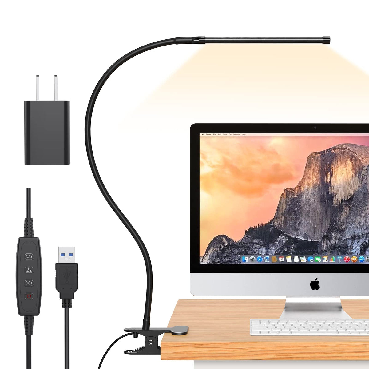 Izell LED desk lamp clip-on for desks and headboards with clamp