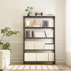izeuk 5-tier shelving unit basement laundry setup for utility storage.