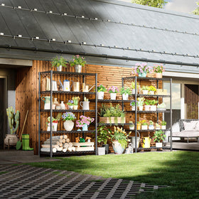 izeuk 5-tier shelving unit heavy load capacity supports bins and appliances.