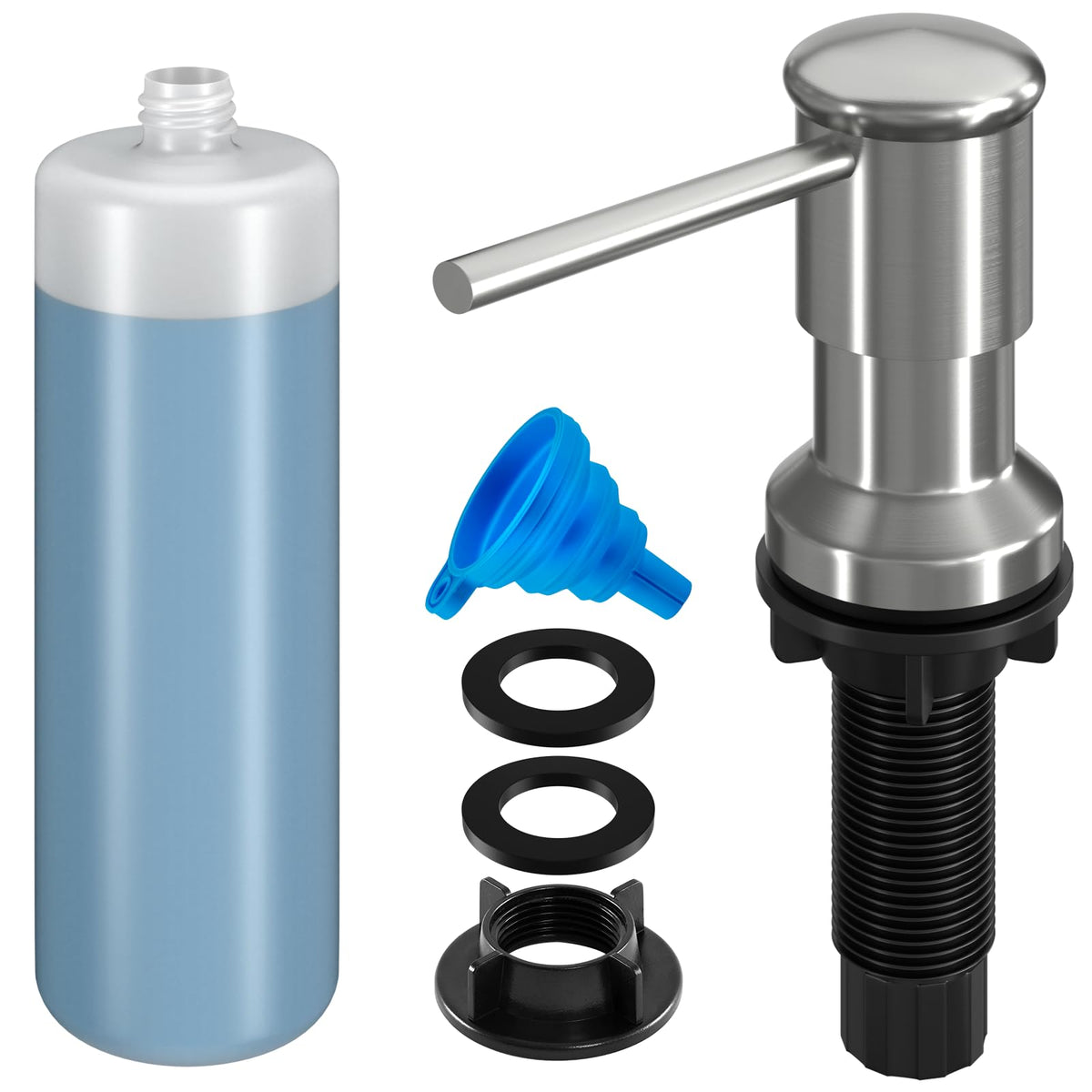 Izolor dish soap dispenser with brushed nickel finish for a stylish, durable kitchen.