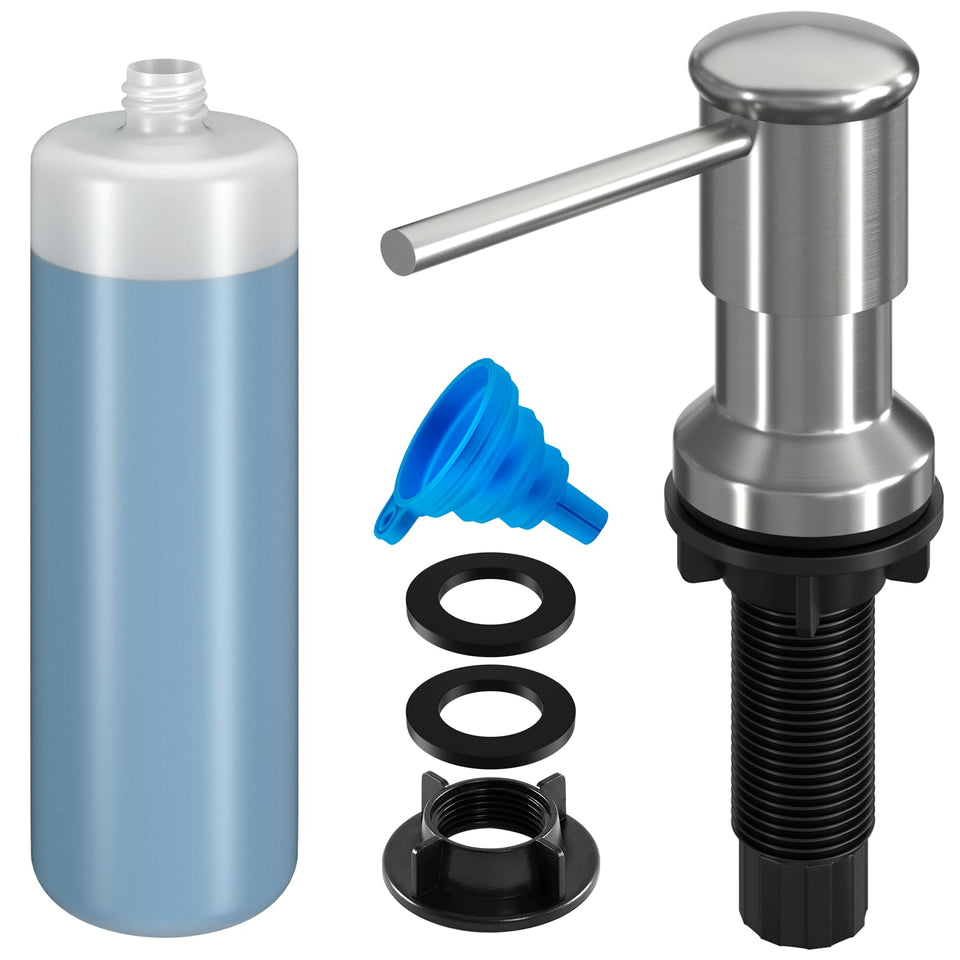 Izolor dish soap dispenser with brushed nickel finish for a stylish, durable kitchen.