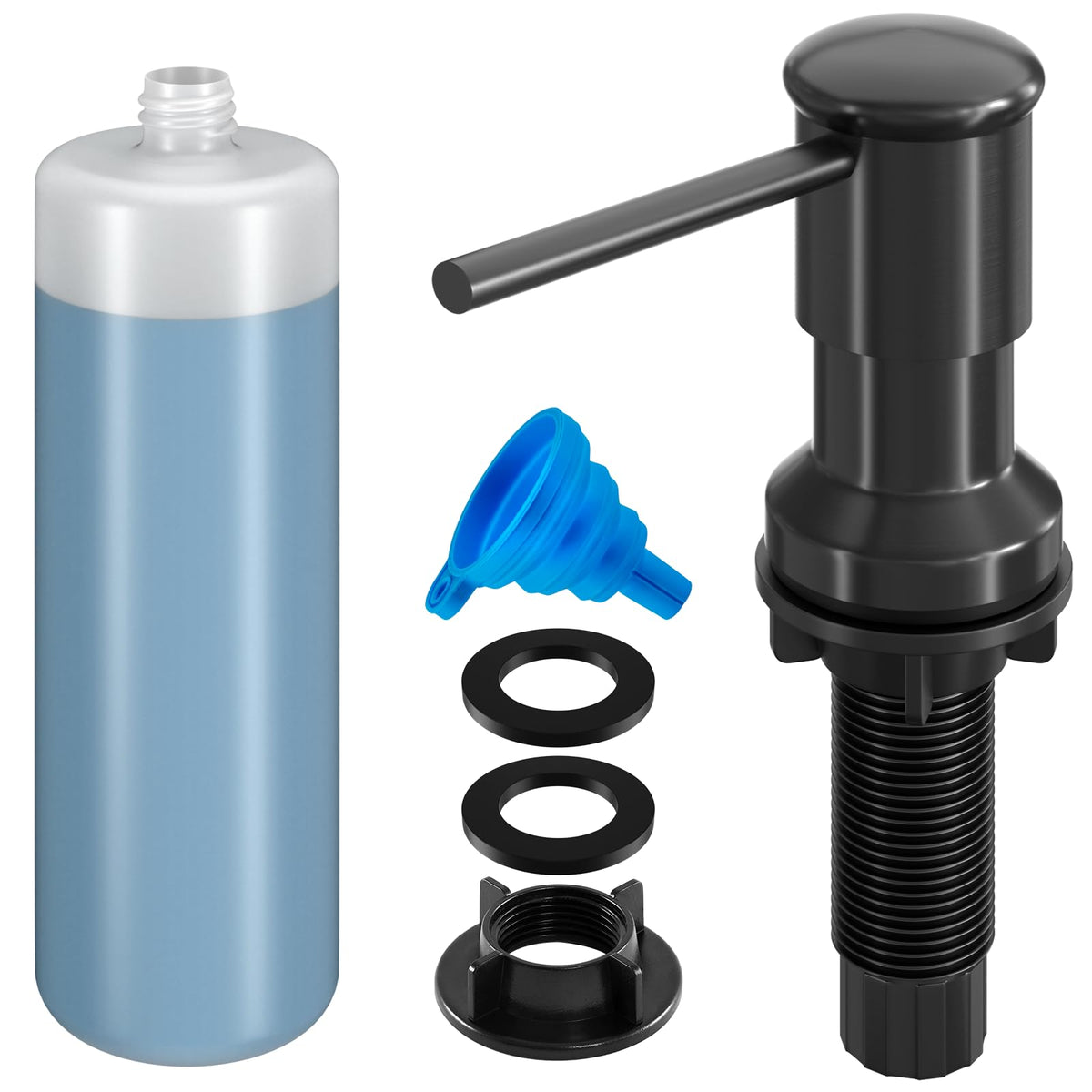 Izolor dish soap dispenser pump in a neat kitchen