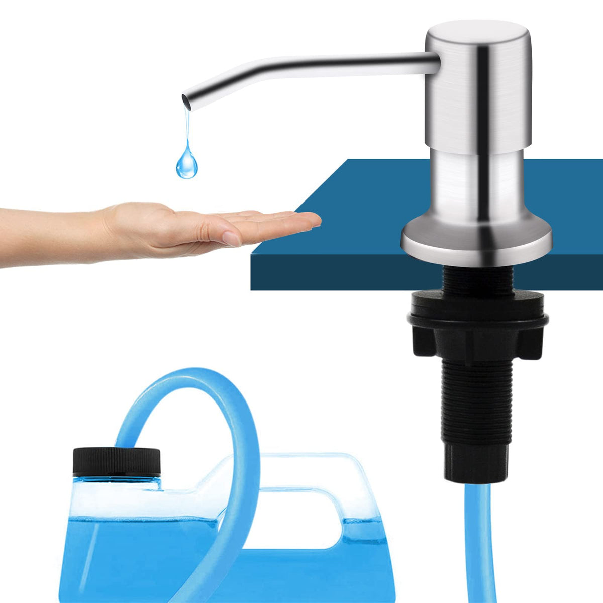 Izolor kitchen sink soap dispenser with 47-inch extension tube for easy refills