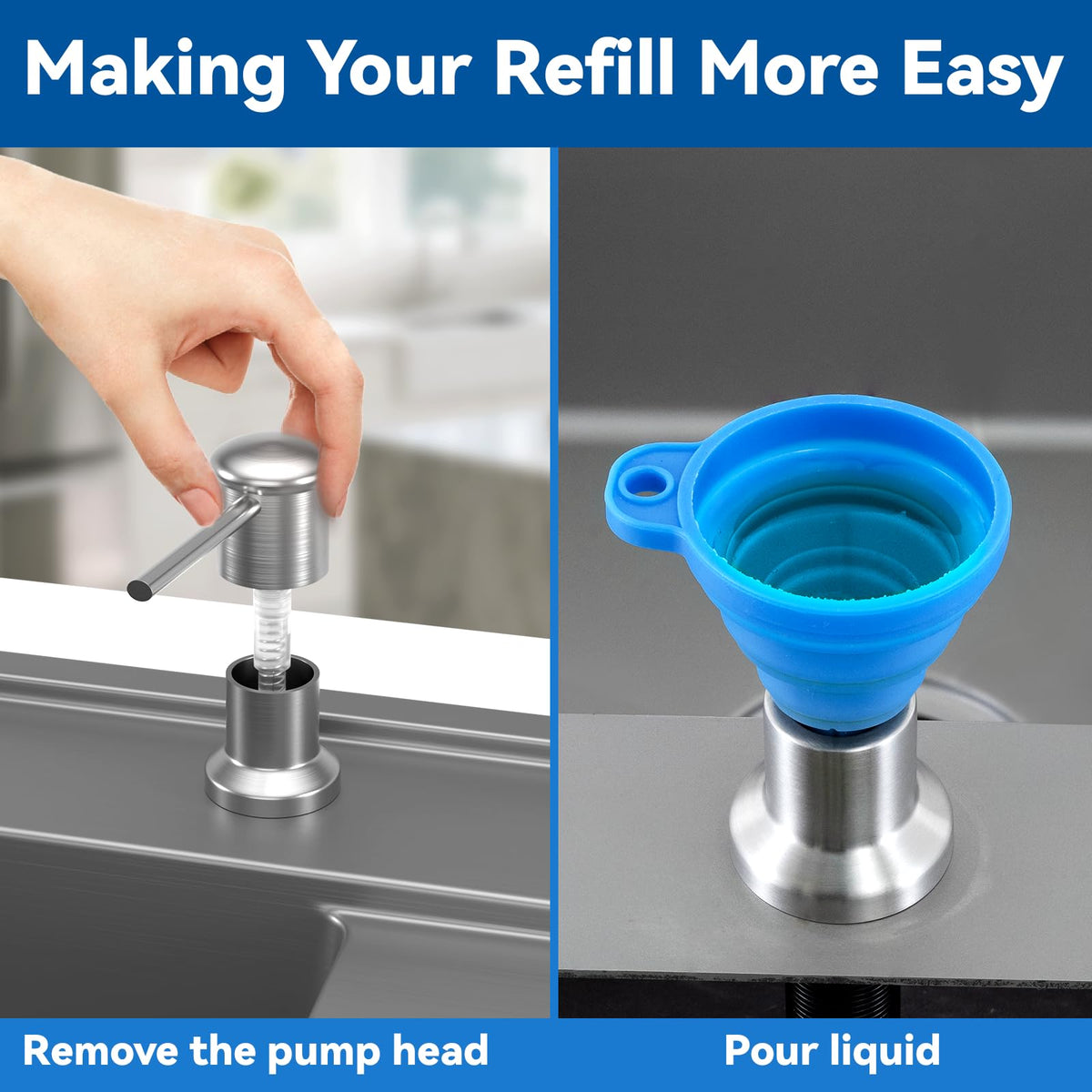 Izolor multi-purpose soap or lotion dispenser for kitchen, bath, or RV.