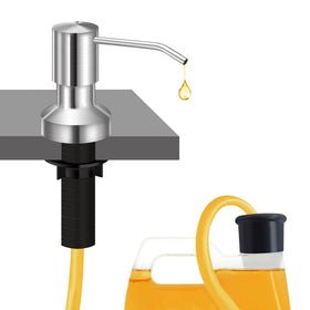 izolor sink dispenser with extension tube kit in brushed nickel for mess-free refills