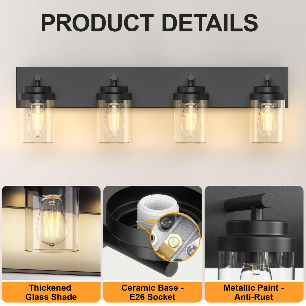 IZORRO 30-inch vanity light installation over mirror demonstrates simple wiring.