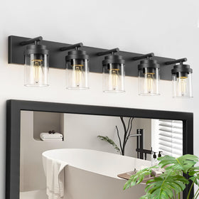 IZORRO 5-light vanity light with a wide base for secure over-mirror mounting