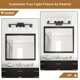 IZORRO clear-glass shades add timeless elegance to bathroom lighting.