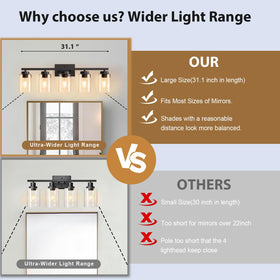 IZORRO clear glass vanity light for bathroom lighting above mirror
