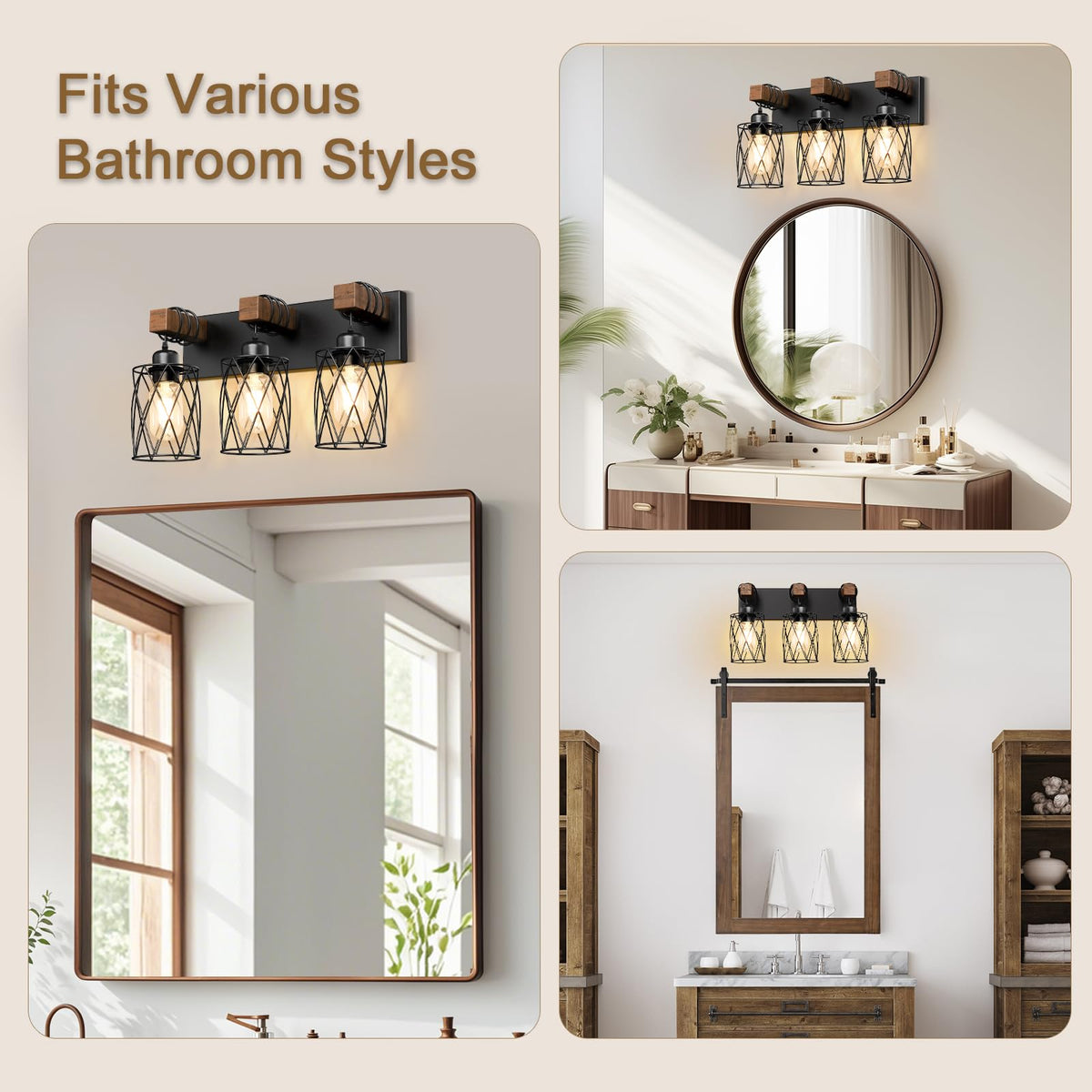 IZORRO E26-compatible vanity light supports LED bulbs for energy-efficient brightness.