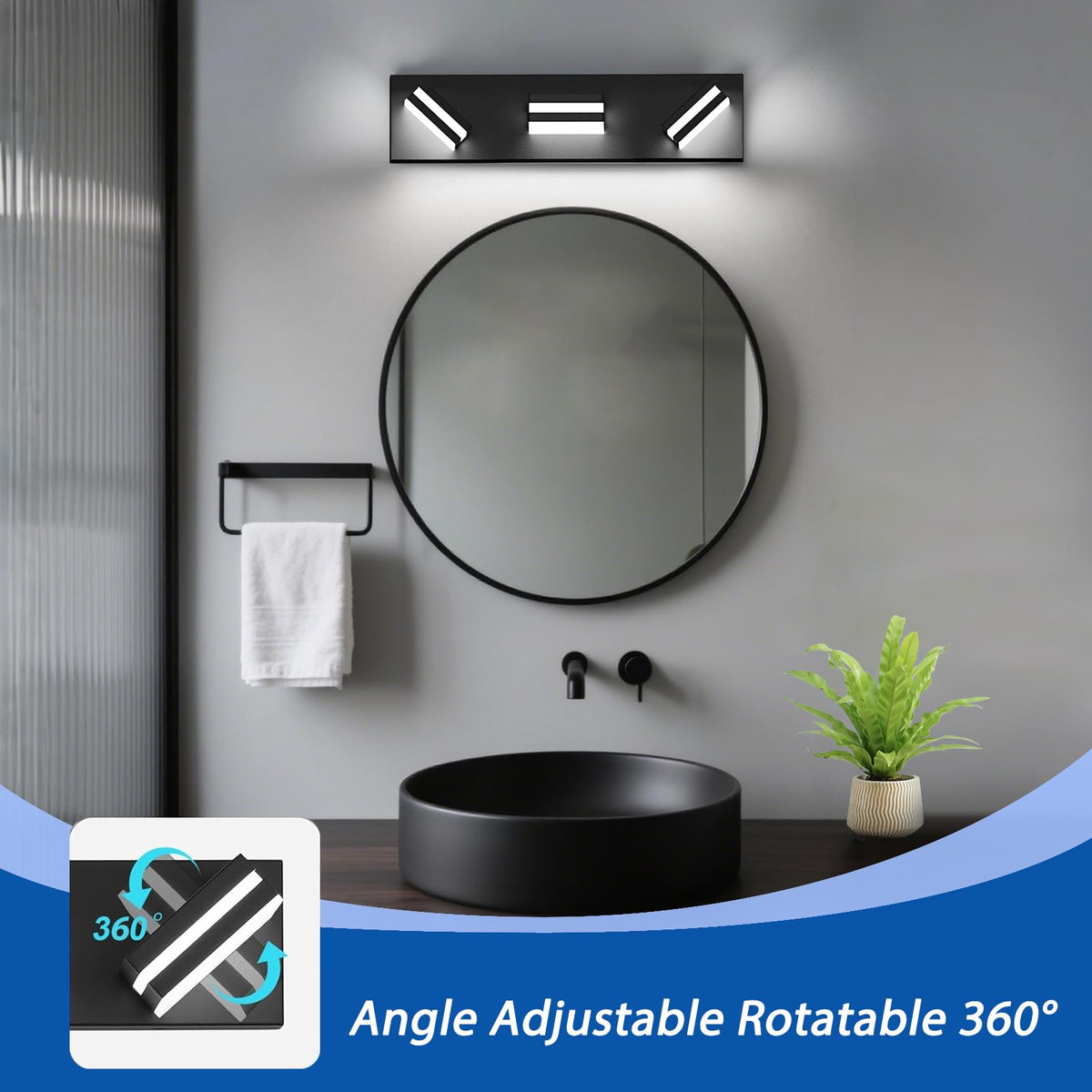 IZORRO matte black wall light offers 360-degree rotation for versatile angle control.