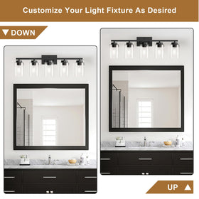 IZORRO matte black vanity light with glass shades adds modern elegance