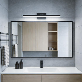IZORRO sleek black vanity light above sink area