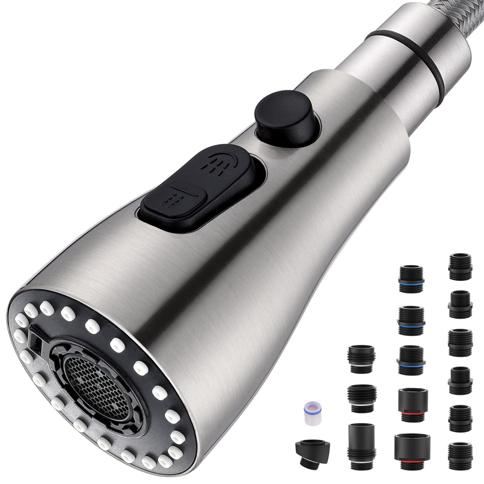 J-HVA metal kitchen sprayer head three-mode functionality for versatile cleaning tasks.