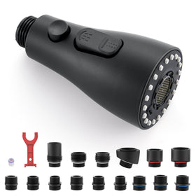 J-HVA pull-down sprayer head with 15 connectors enables broad faucet compatibility.