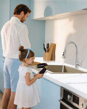 J-HVA stainless steel finish resists fingerprints and water spots.