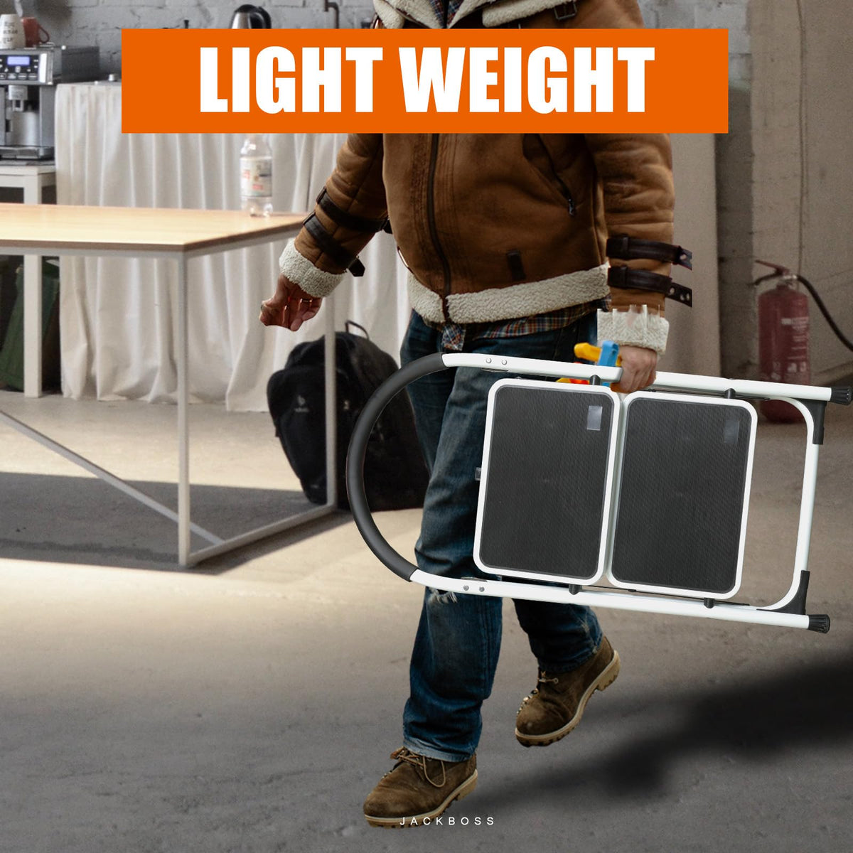 Jack Boss 2 Step Ladder safety locking mechanism ensures stability