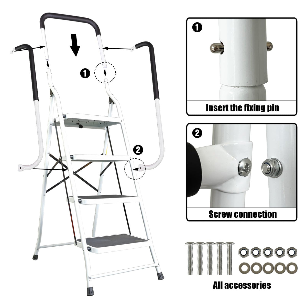 400 lb capacity of the Jack Boss 4-step ladder for sturdy use