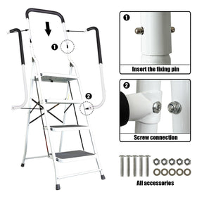 400 lb capacity of the Jack Boss 4-step ladder for sturdy use