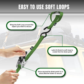 Jack Boss nylon straps provide dependable anchoring for various loads.