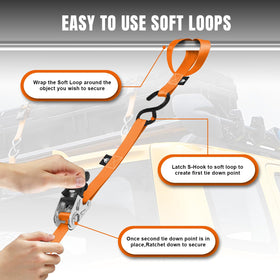 Bright orange straps improve visibility during outdoor securing tasks.
