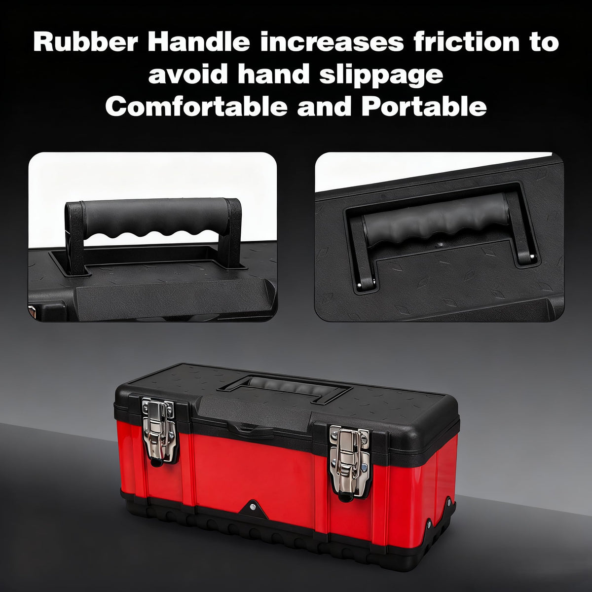 Non-slip inset handle on the Jack Boss toolbox for secure transport