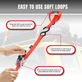Jack Boss four‑strap pack laid out for securing loads