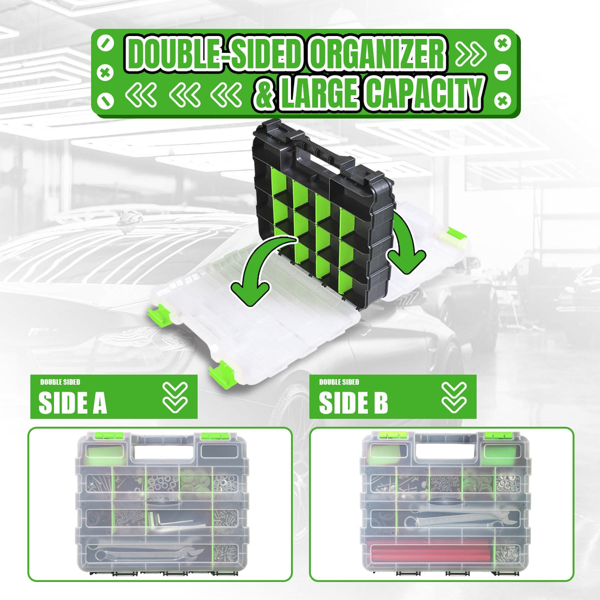Transparent lid helps identify contents quickly for efficient hobby work