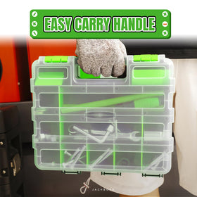 Jack Boss tool box with a 1-year limited warranty
